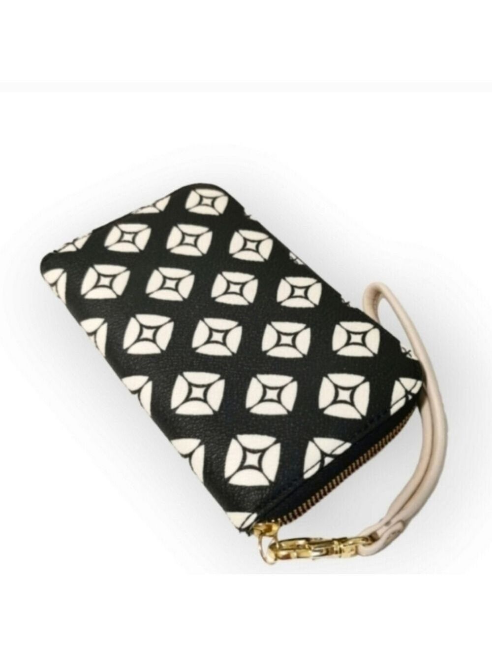 Fossil Wristlet Wallet Cardholders Medium Size Geometric Navy Blue White